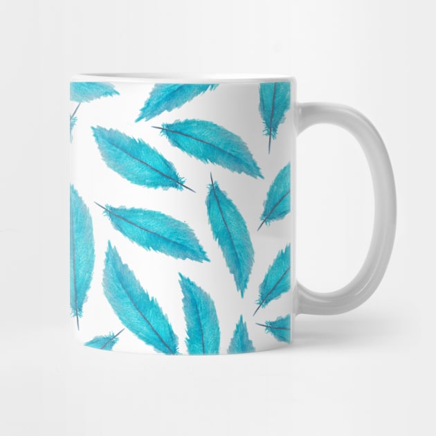 Blue watercolor feather pattern design by ArtMorfic